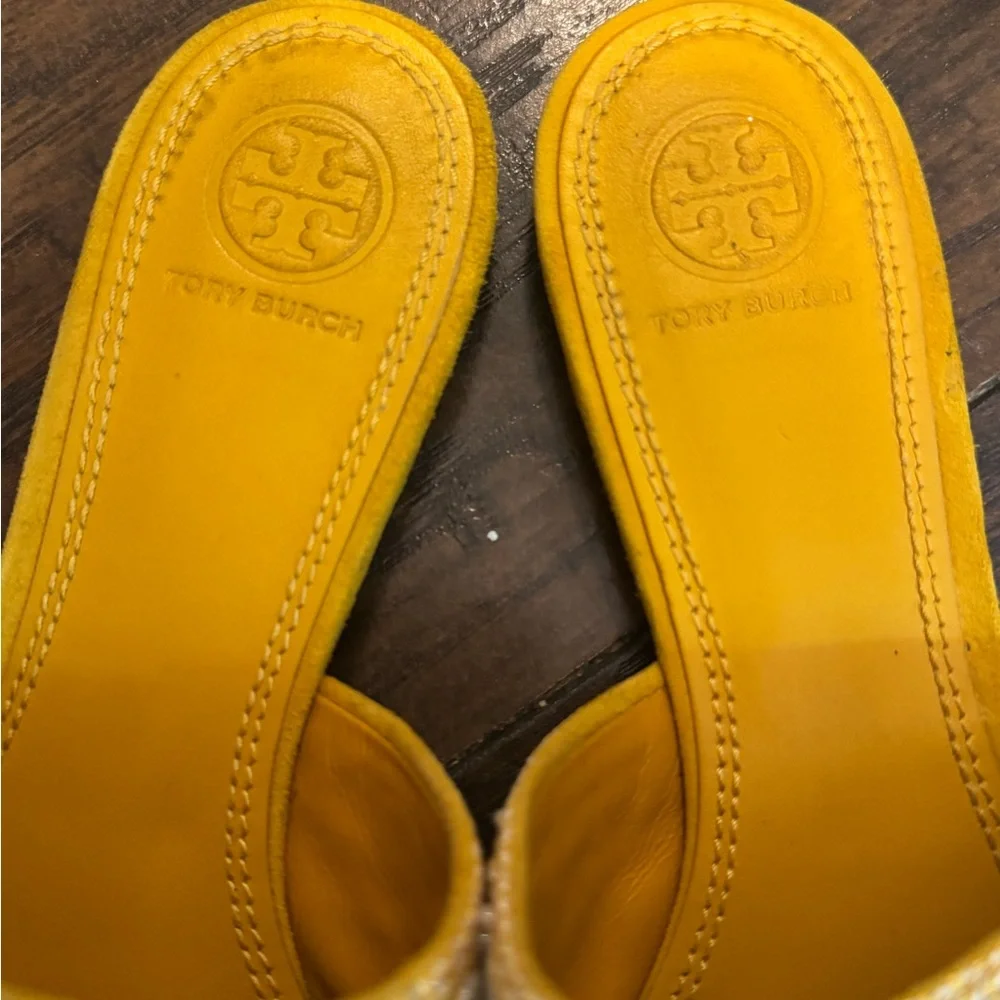 Tory Burch Elora Mirrored Pointed Toe Flat Slide Sandals - Picture 3 of 13